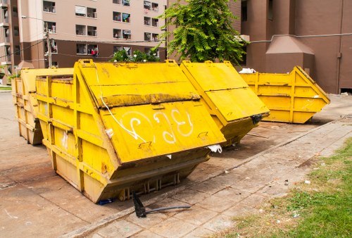 Covent Garden street with a skip placed legally